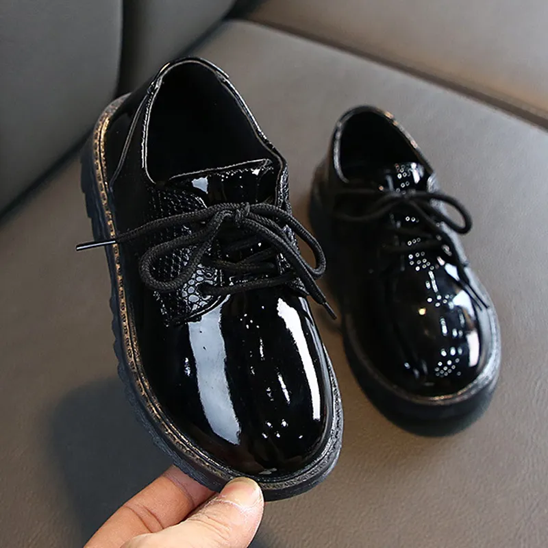 Pojkar Skor i läder Vit Svart Barn Bröllop Skor Oxford Formella Sneakers Toddler Baby Skolor För Pojkar och Tjejer 21-36 201128