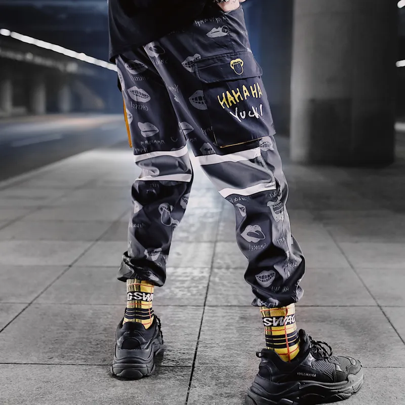 Shiny Ice Silk Jogger Pants Men Hip Hop Streetwear Trousers Dance Sweatpants  | eBay