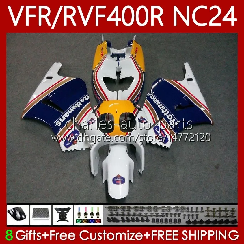 Kropps kit för Honda RVF400R VFR400 R Rothmans Blå NC24 V4 VFR400R 87-88 Bodywork 78NO.66 RVF VFR 400 RV400 R 400RR 87 88 VFR400RR VFR 400R 1987 1988 Motorcykel Fairing