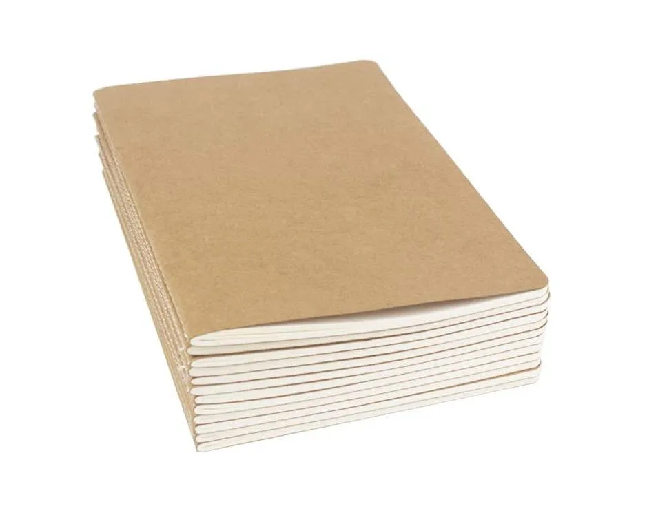 VEESUN Set De 10 Cahiers A5 Kraft - 5 Lignés Et 5 Blancs, 60 Pages, Carnet De Notes École Et Bureau