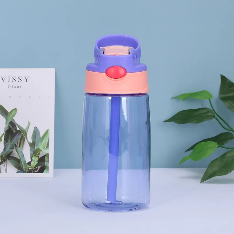 Leak And Spill Proof 450ml Plastic Kids Sipper Water Bottle With