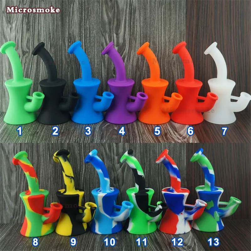 Slim Taille Design Mini Rig Tabak Siliconen Roken Water Weding Bong Siliconen Hand Bubbler Pipe Dabber Tool Rig met 13 kleuren voor Kies