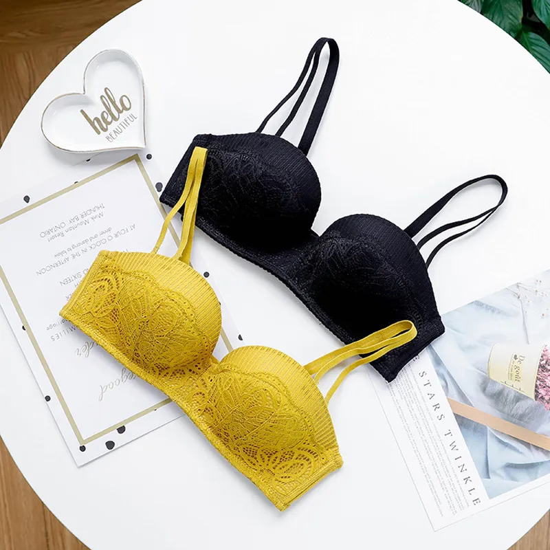 Yellow Wireless Lace Cotton Lingerie Set With Roseheart Neckline, Padded Bra,  And Push Up Bra Sexy And Comfortable Bra And Underwear For Women A/B  LJ201031 From Jiao02, $16.3