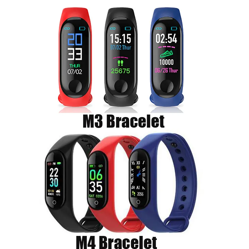 Nowy M3 M4 Inteligentny zespół Fitness Tracker Bransoletka Sportowa Smart Smart Watch 0.96inch Smartband Monitor Wristband PK MI Band 4