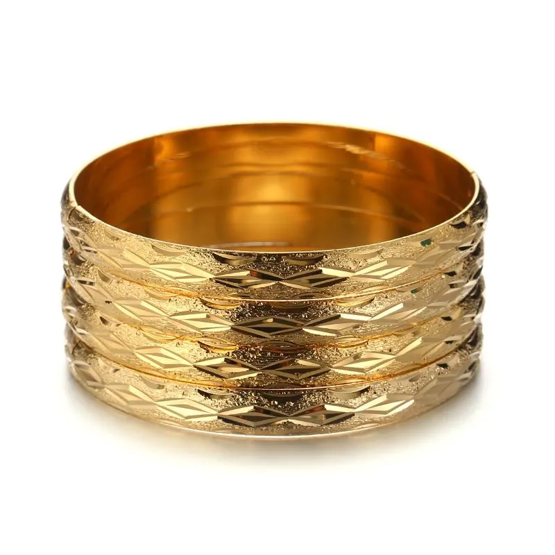 Bangle 4pcs dubai 64mm 8mm Jóias africanas de ouro Bracelete etíope para mulheres Presente