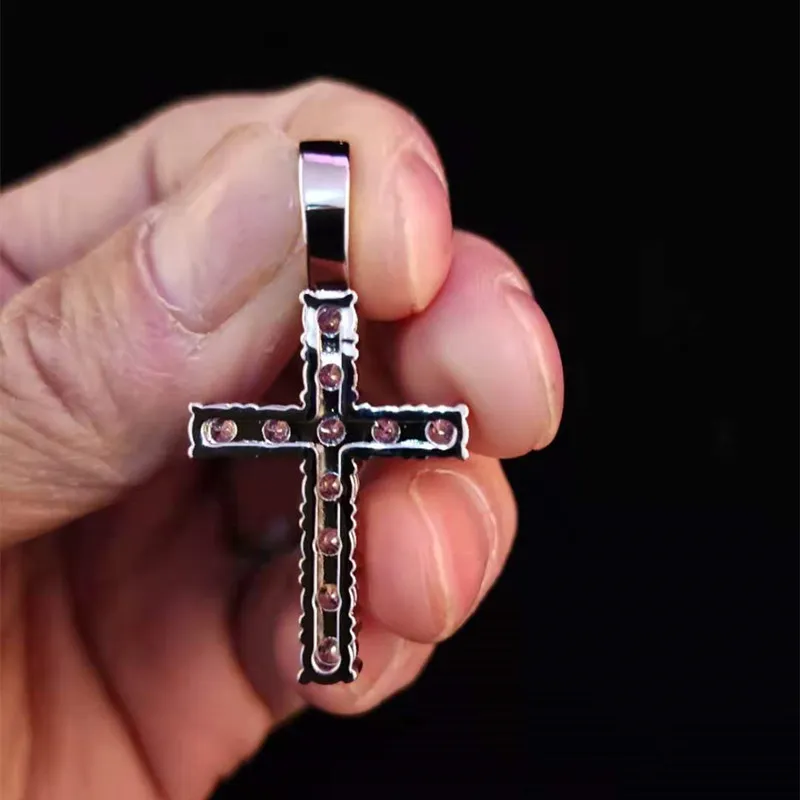 Colliers pendentifs hommes femmes Hip Hop collier croix avec chaîne de tennis en zircon de 4 mm glacé Bg HipHop bijoux cadeau de mode_voghion.com