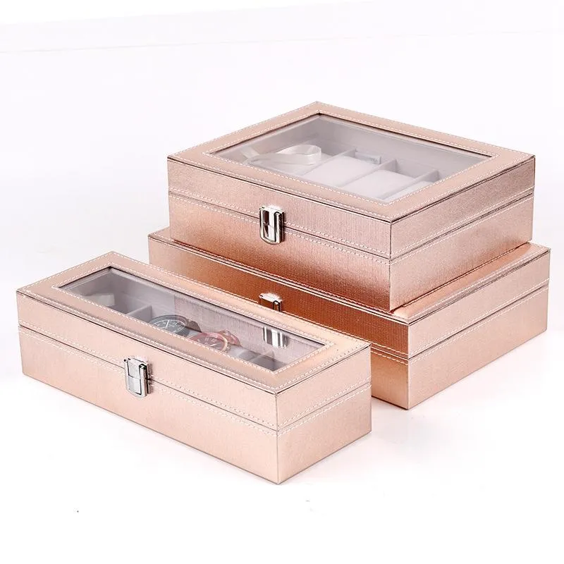 Uhrenboxen Hüllen Spezialkoffer für Frauen Weibliche Freundin Armbanduhren Aufbewahrungsbox Sammeln Rosa Pu-Leder256R
