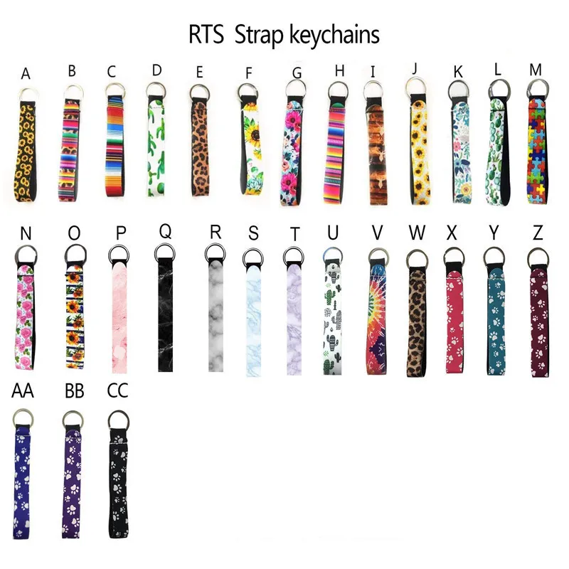 Hot Neoprene Wristlet Keychains Lanyard Serape Prints Strap Band Split Ring Key Chain Holder Key Hand Wrist Lanyard Keychain For Girls/Women