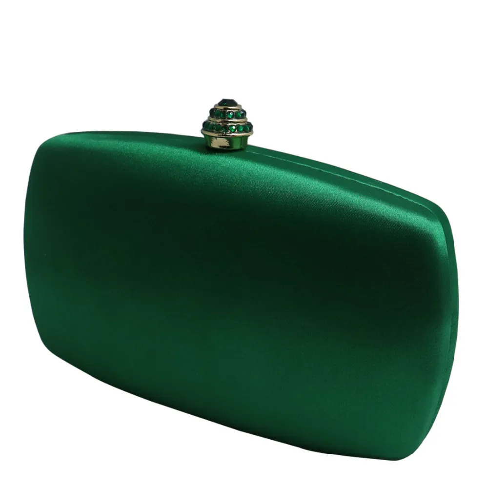 Dark Green Silk Satin Hard Box Clutch For Wedding Shoes For Women