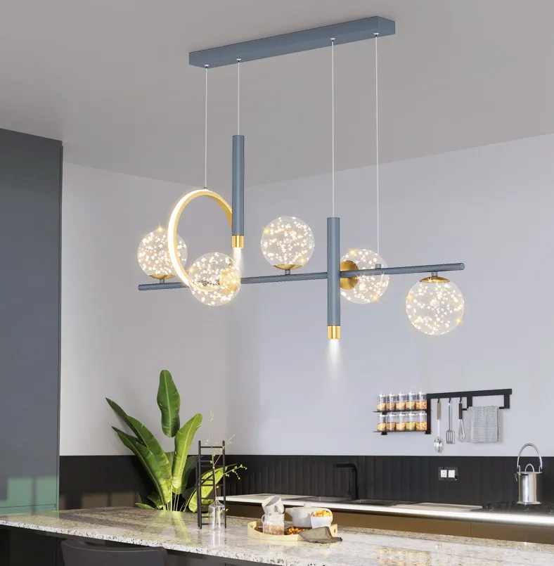 Nuovo lampadario a soffitto a LED nordico per sala da pranzo cucina sfera di vetro soggiorno lampade a sospensione lampada a sospensione di lusso romantica