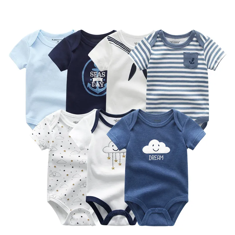 Baby Mädchen Kleidung Baumwolle Neugeborenen Jungen Baby Strampler 7 Teile/lose Kurzarm Kleinkind Kostüm Cartoon Baby Onesie Overall 201027