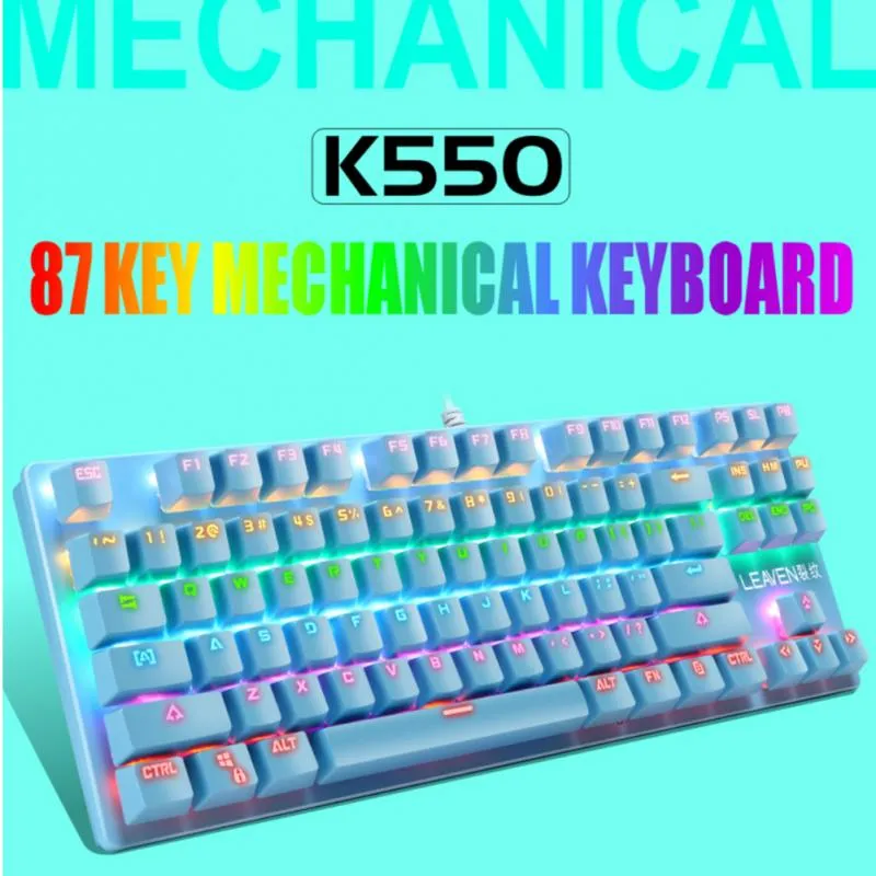 K550 rachadura Punk Estilo teclado mecânico 87 teclas verde Axis Mudar Notebook Professional Gaming teclados para Tablet desktop