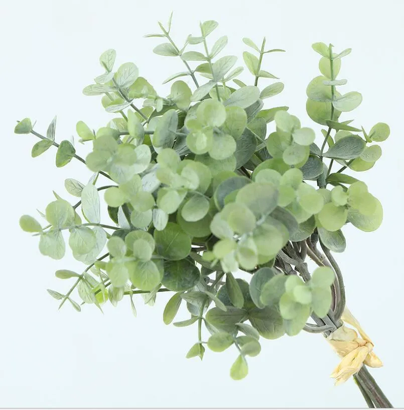 Simulering växt eukalyptus dekorativa blommor pengar blad bunt hem dekoration grön växt. Bröllopsplats tillgänglig