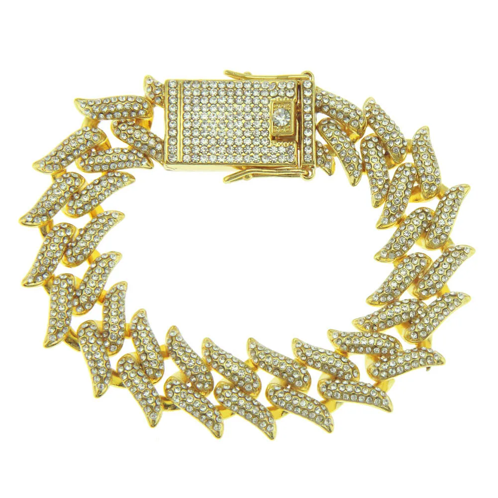 hot new bracelets products in europe and america mens diamondstudded short thorn cuban bracelet geometric full diamond Jewelry Tennis