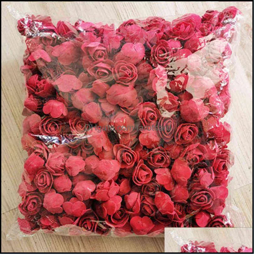 500pcs 3cm Mini Artificial PE Foam Rose Flower Heads For Wedding Home Decoration Handmade Fake Flowers Ball Craft Party Supplies