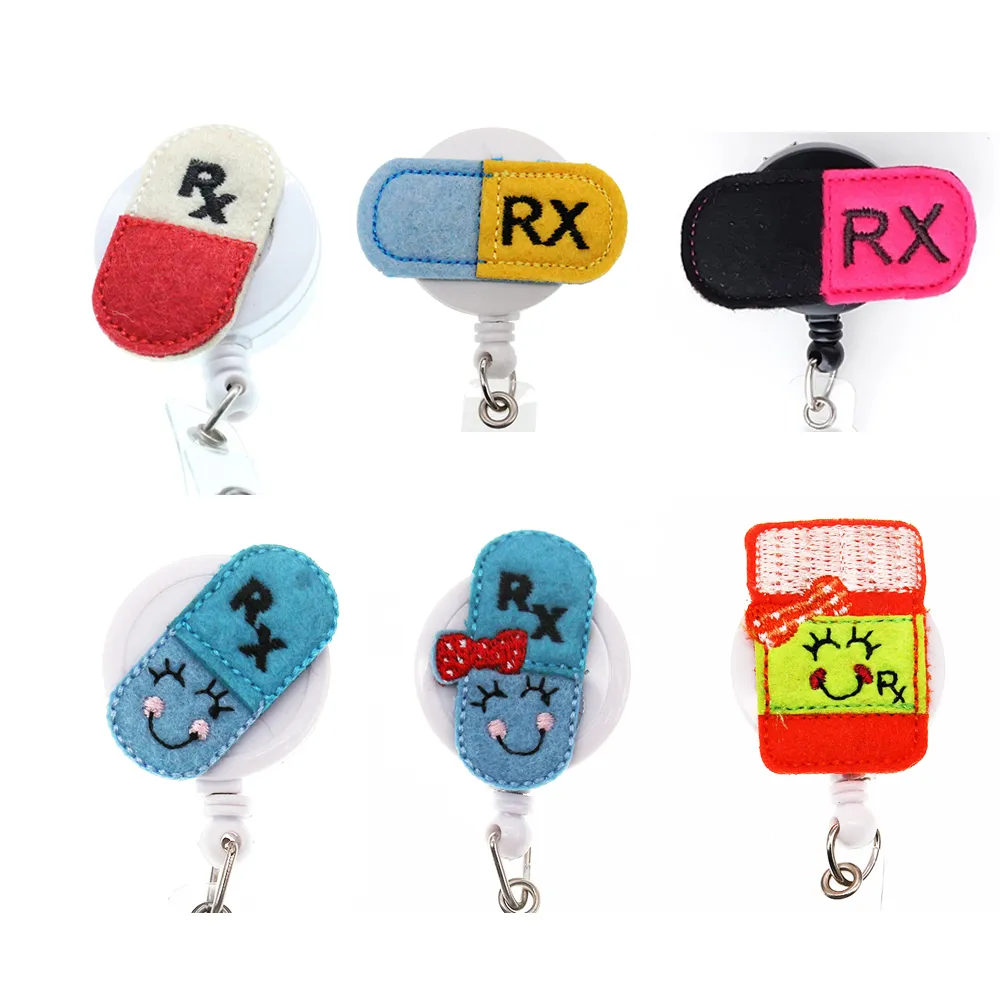 Portachiavi personalizzato Farmacia Porta ID RX Accessori per infermiere Bobina per badge medico retrattile con clip a coccodrillo