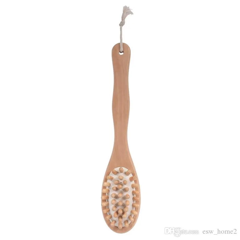 Natural Boar Bristle Wooden Bath and Body Brush Back Brush with Long Handle Exfoliate Skin Brushes