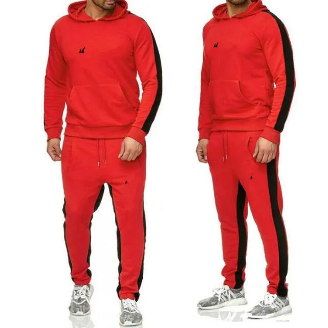 Moda Sweatsuit Eşofman Hoodie Tişörtü Siyah Beyaz Sonbahar Kış Jogger Spor Takım Elbise Erkek Ter Eşler Seti Artı Boyutu M-2XL