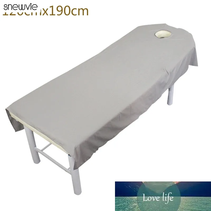 Solid Beauty Massage Tafel Bed Flat Sheet 100% Polyester Massageblad voor spabehandeling Beddekking met ronde adem gat blad