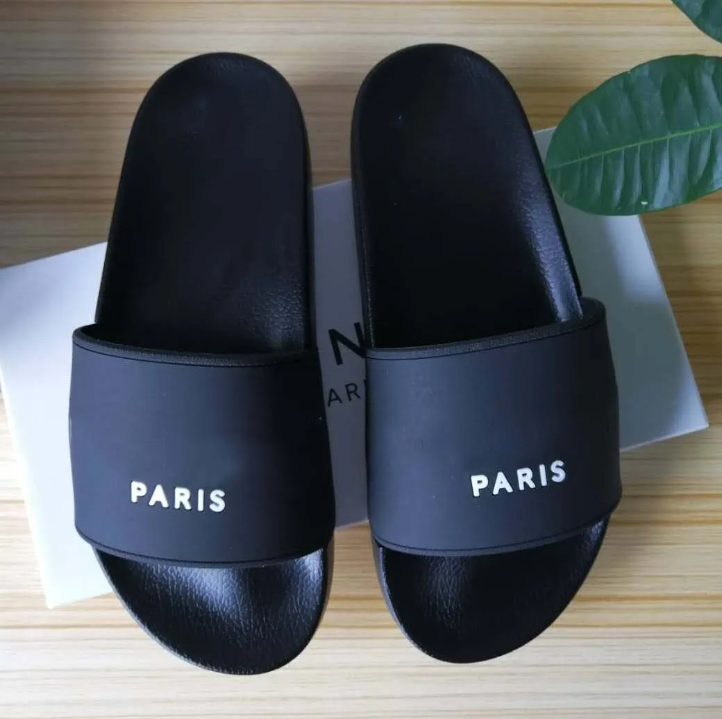 Mens/Womens Top Quality Paris Sliders Summer Sandals Beach Slippers Ladies Flip Flops Loafers Black White Red Green Slides Shoes