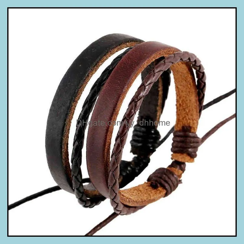 Wholal Fashion Handmade Wristbands Truth Black Adjustable Leather Bracelet For Men