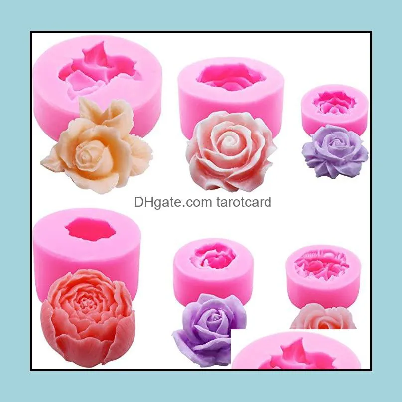 Flower Moulds Bloom Rose shape Silicone Fondant Soap 3D Cake Mold Cupcake Jelly Candy Chocolate Decoration kitchen Baking Tool Moulds for