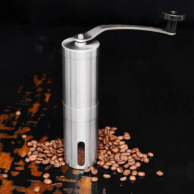 2022 prata de aço inoxidável manual manual de café handmade moinho moinho moinho ferramenta de moagem 30g 4.9x18.8cm