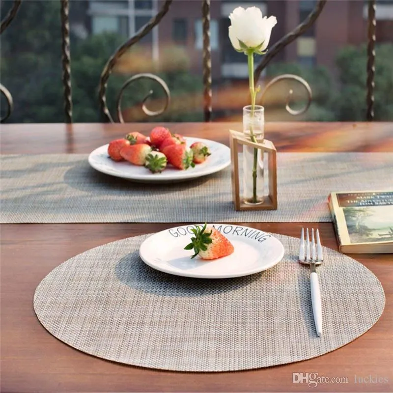 Round Table Placemats Plastic PVC Dining Table Mat Heat Resistant Washable Placemat Bowl Cup Coaster Decoration Mats
