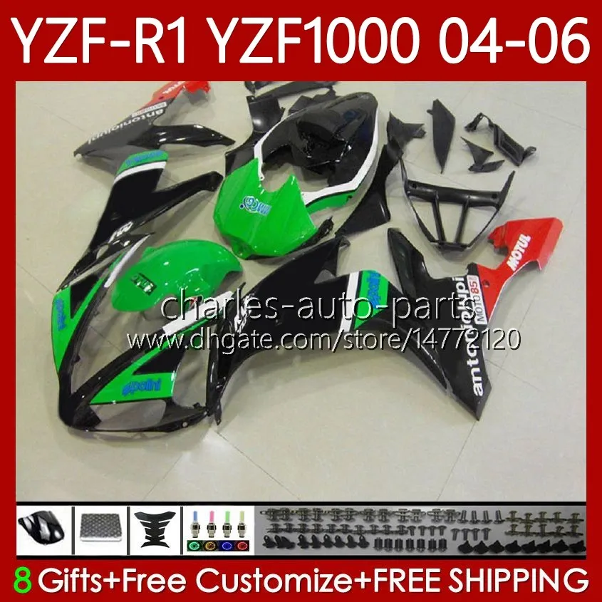 Kit bodywork per Yamaha YZF R 1 1000 cc YZF1000 YZF-R1 Green Black 2004 2005 2006 Body OEM 89NO.114 YZF R1 1000CC 2004-2006 YZF-1000 YZFR1 04 05 06 Fairing moto