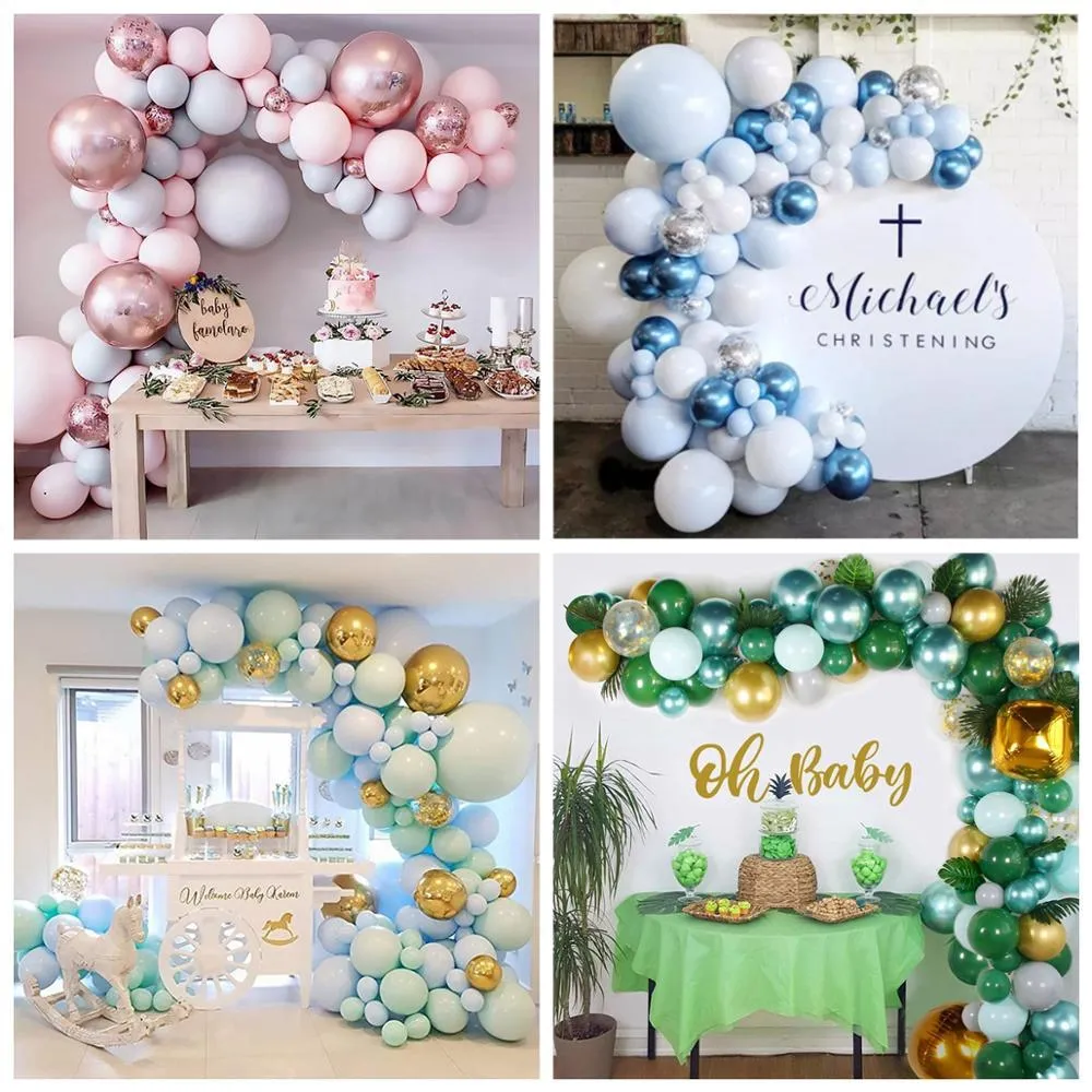 Macaron łańcuch balonowy ślub dekoracja urodzinowa dla dzieci Baby Shower balon Garland Arch Kit 1st balonik urodzinowy niebieski zestaw F1230