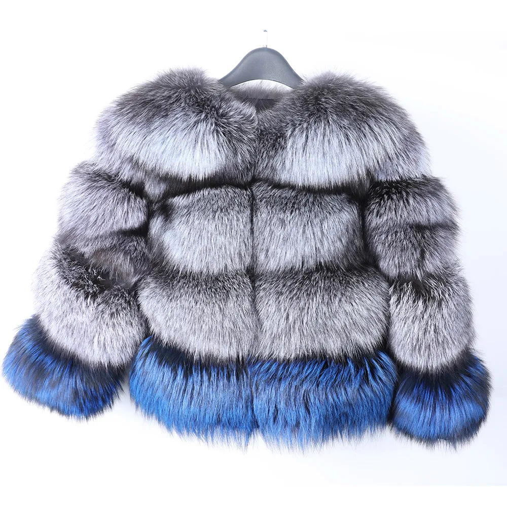 OFTBUY marque de luxe mode réel manteau de fourrure veste d'hiver femmes naturel argent fourrure de renard capuche vêtements d'extérieur Streetwear épais chaud