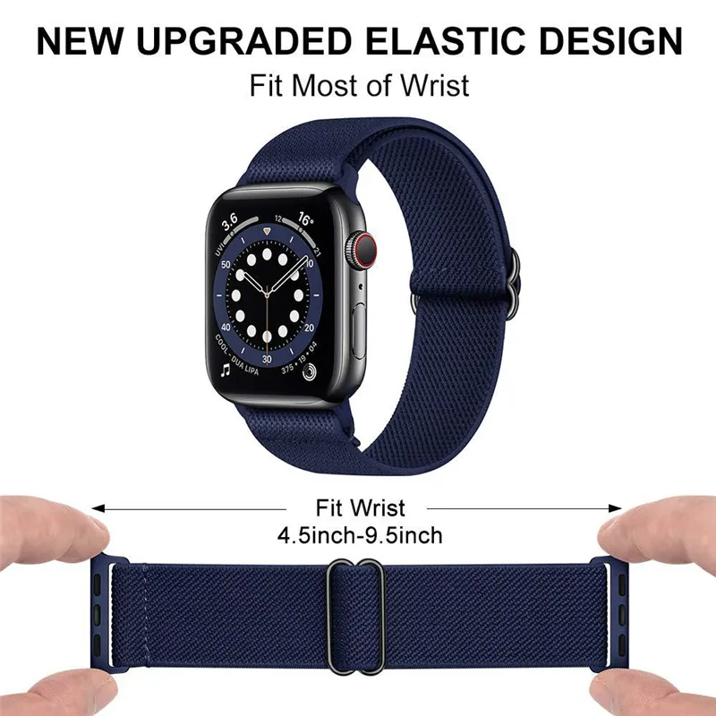 Cinturino Elastico Scrunchie per Banda per orologio Apple 7 6 5 4 3 2 1 1 44mm 40mm 38mm 42mm Anello in nylon regolabile per iWatch