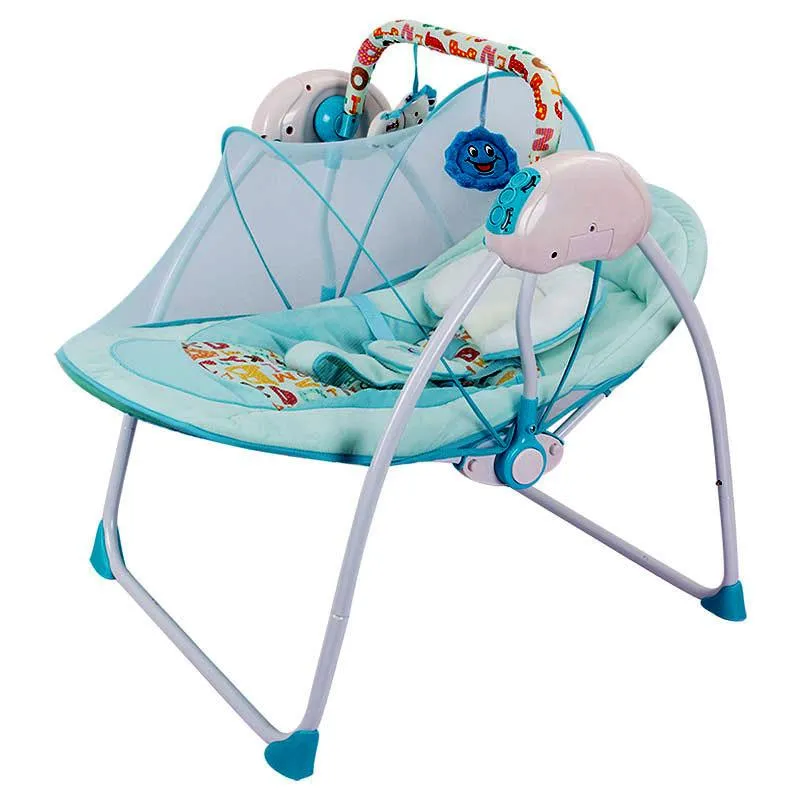 Berceau électrique pour bébé intelligent avec berceau télécommandé  Balançoire pliable pour bébé (bleu)