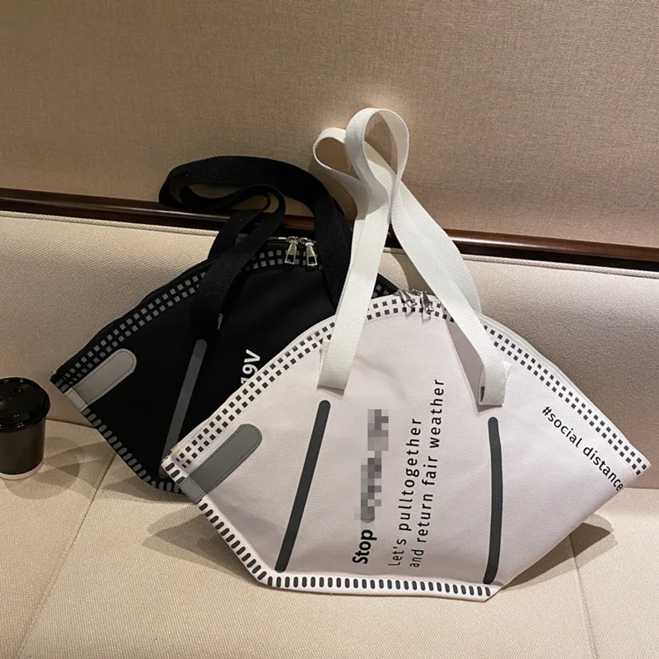 Design Creative Masks Shape Shoulder Bag Large-Capacity Fashion Environmental Protection Handbag Clothes Storage Bags Gifts LJJK2509