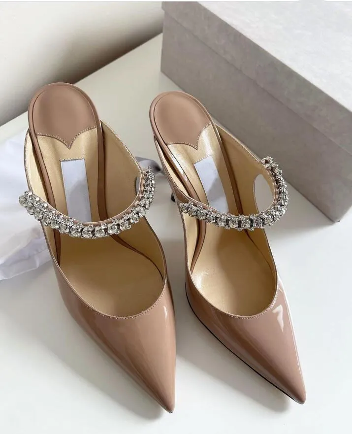 21S Kadın Sandal Lüks Bing Kristal Gladyatör Sandalet Patent-Derect Strap Twinkles Kristaller Kadın Yüksek Topuklu Lady Parti Elbise Kutu