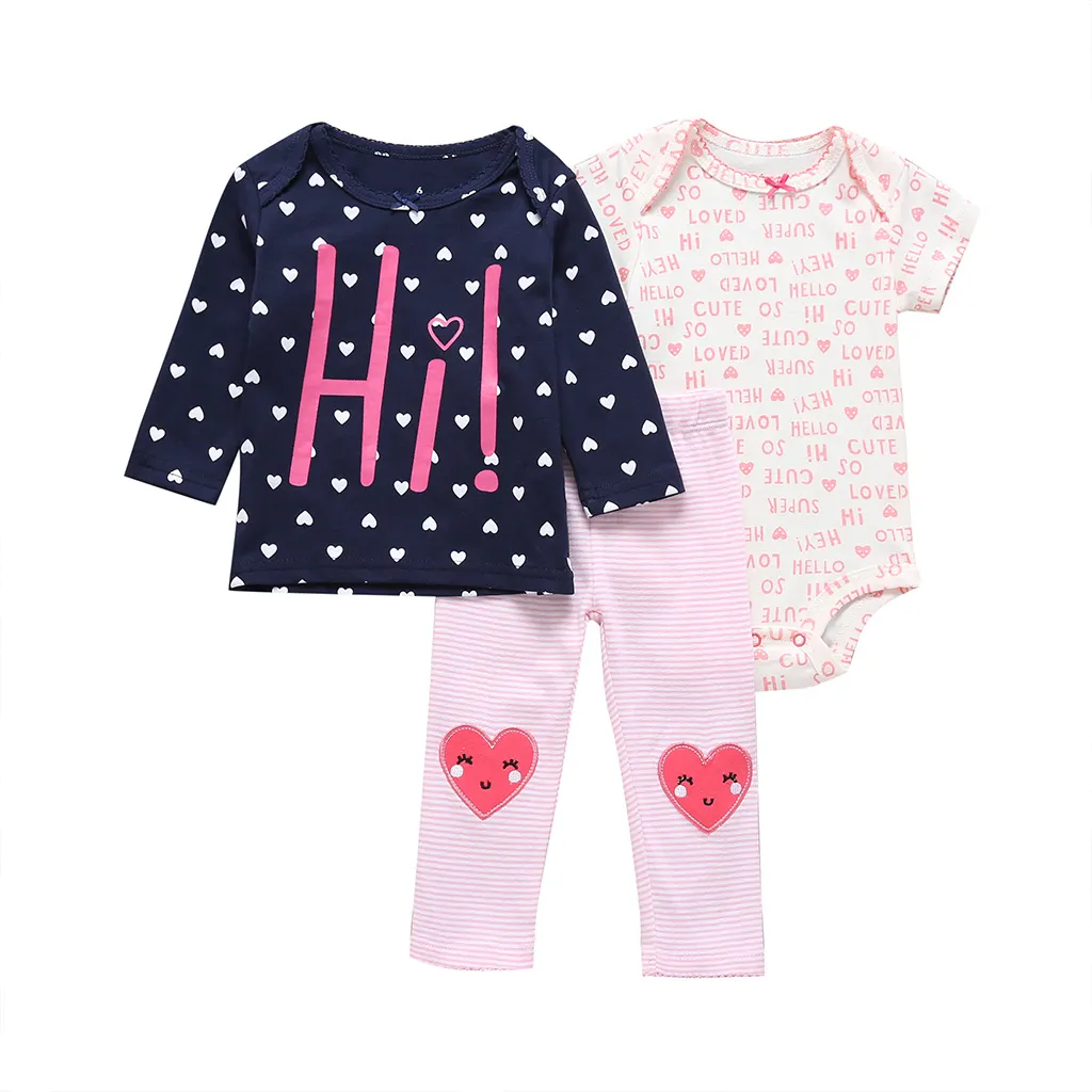 letter long sleeve T-shirt+bodysuit+pants baby girl outfit newborn girls clothes infant clothing sets new born babies suit 2019