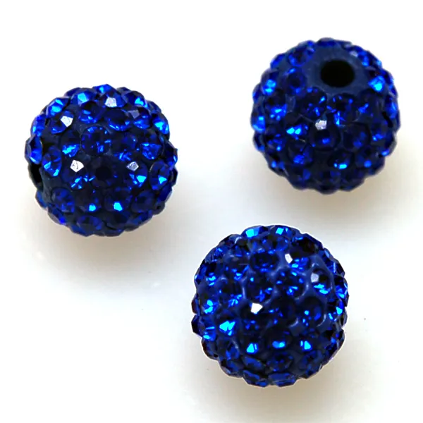 Miasol 20 piezas azul Pave Micro bola de cristal cuentas 10mm bola de discoteca con cristal completo para accesorios de fabricación de joyas Diy