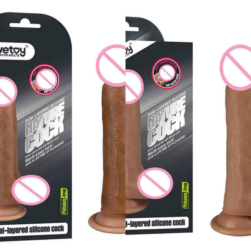 NXY dildos 8-tums penis dubbel täthet säkerhet flytande kropp komfort mjuk silikon gummi verklighet stark sug cup1210