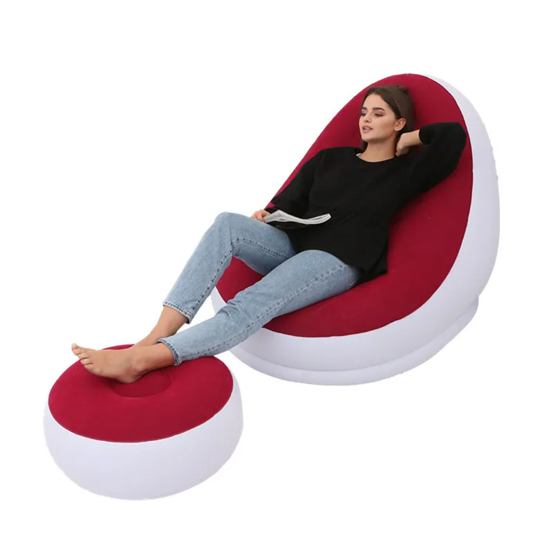 Canapés gonflables Pliant canapé-lit rempli de gaz avec coussin de pédale Flocking canapé canapé chaise endormi en gros