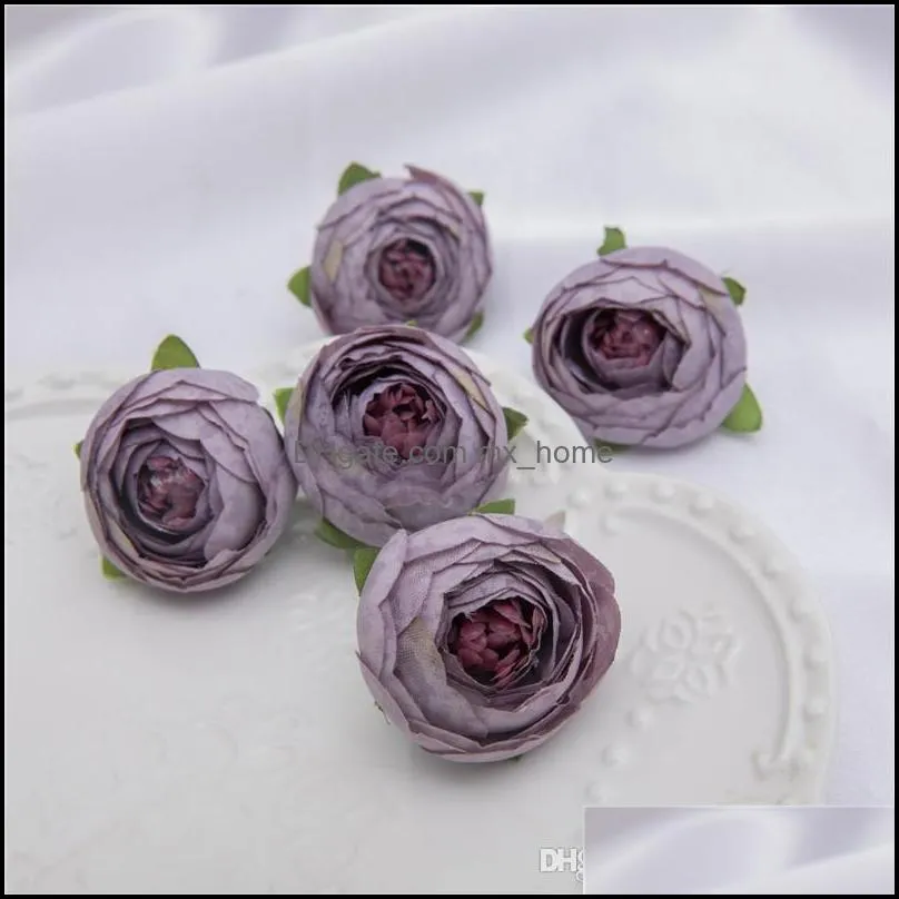 Mini Artificial Tea Rose Bud small peony Camellia Flores flower head for wedding ball decoration DIY Craft gifts For party decoration