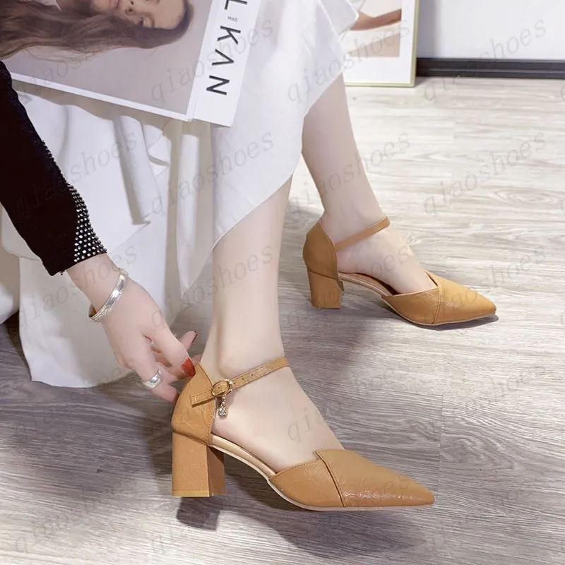 2021 34-40 Woman Shoes Genuine Leather inside Low Heels Women Pumps Stiletto Women`s Work shoe Pointed Toe Wedding Shoes