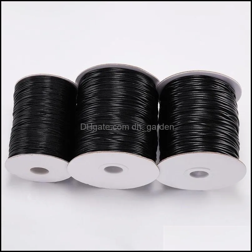 10M/Lot Dia 0.5Mm-2Mm Black Waxed Cotton Cord Thread String Strap Necklace Rope For Jewelry Making Supplies Wholesale 1531 Drop Delivery 202