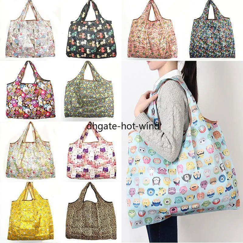 Nouveaux sacs à provisions pliables en nylon imperméables sac de rangement réutilisable sacs à provisions écologiques sacs fourre-tout grande capacité CG001