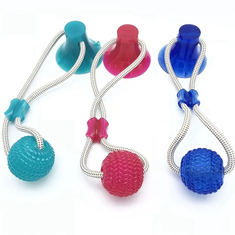 Navire gratuit Jouet interactif pour animaux de compagnie avec ventouse TPR balle Nettoyage des dents pour animaux de compagnie Chewing, Playing, IQ Treat Ball For Pets LJ201028