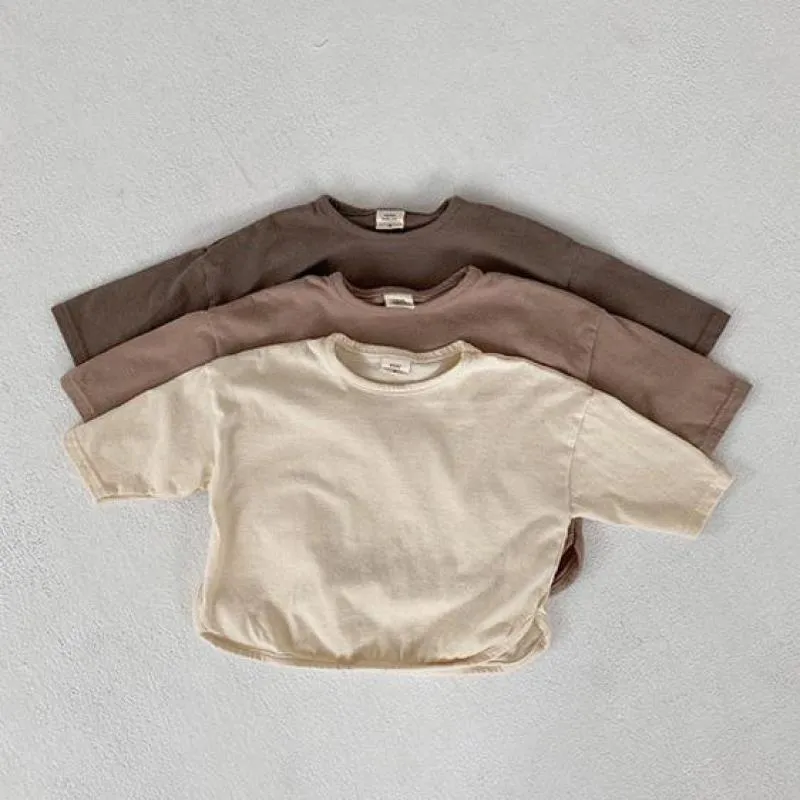 Baby Boys Long Sleeve T Shirts Cotton Girls Long Sleeve T-shirts Casual Shirt Infant Baby Kids Toddler Solid Color Tops 210226