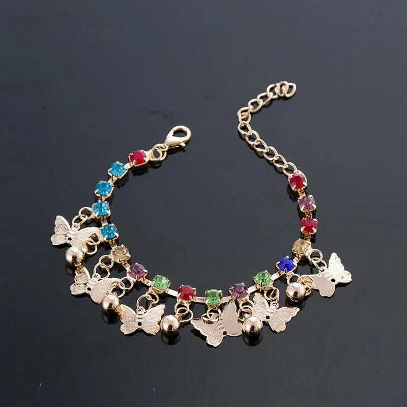 Kleeder Crianças Bonitas Borboleta Borboleta Charm Bracelet para Meninas Crianças Mão Cadeia Colorida Melhor Amigo Mulheres Praça de Praia