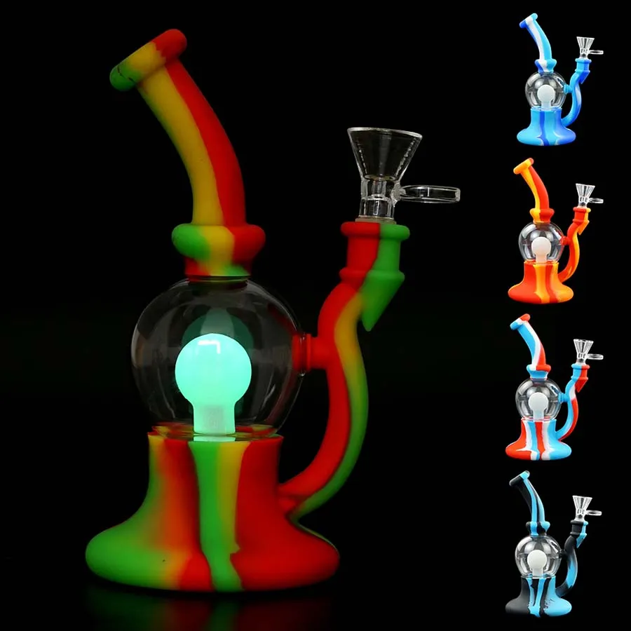 YHSWE 7.4 '' Cam Su Borusu Cam Bongs Silikon Boru Bongs Oil Teçhizat Nargile Tabacco Bubbler