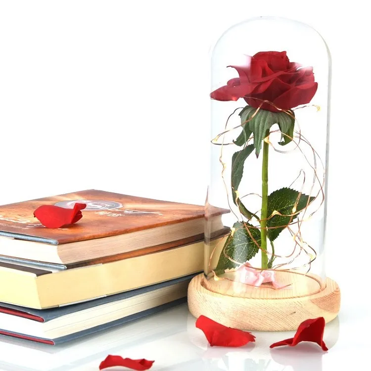 chaude Romantique Éternelle Fleur Couverture En Verre Décoration Fleurs Couverture En Verre Préservé Rose De Mariage Décor Saint Valentin T2I51642