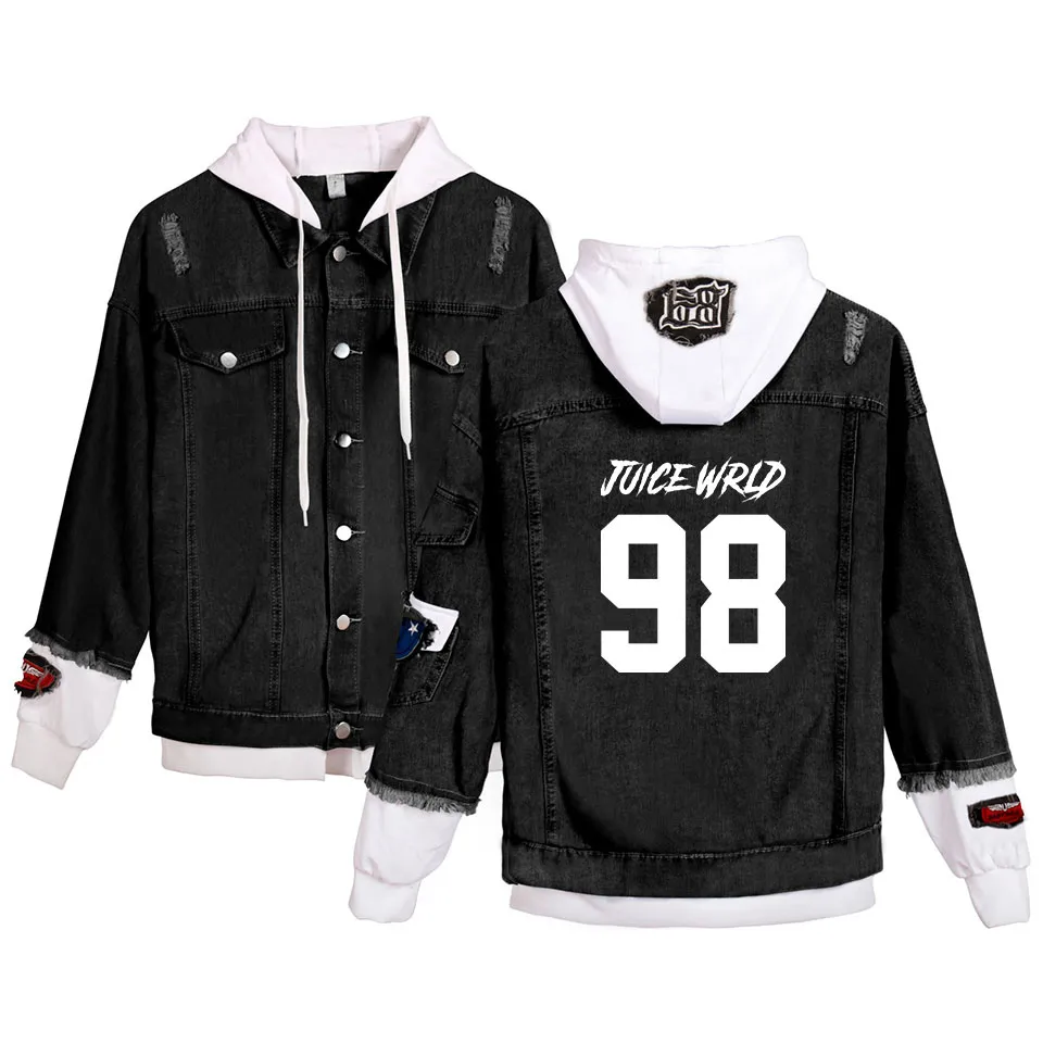 Juice wrld hooded top denim jacket