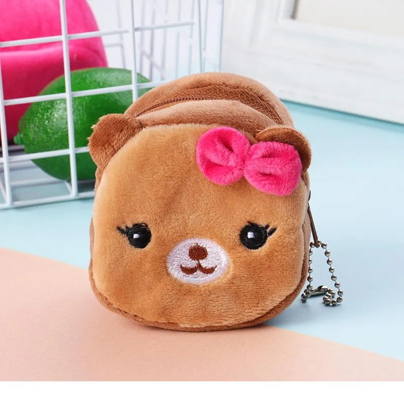 Party Favor Cute Plush Mini Wallet Soft Cartoon Plush Coin Purse Key Bag Girls Lovers Valentine`s Gifts w-01368